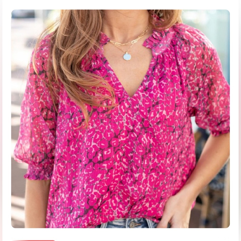 Pink Leopard Print Blouse
